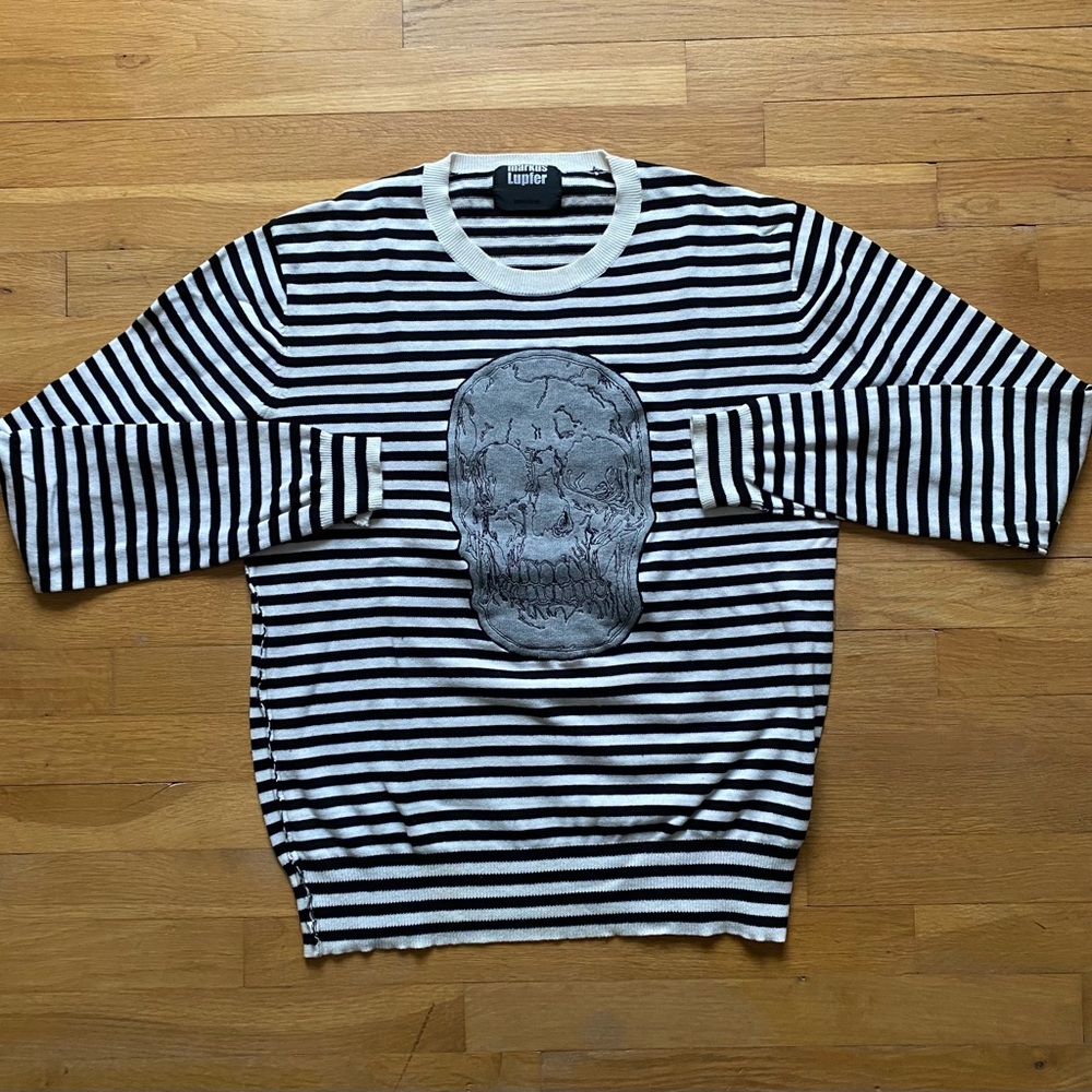 Markus Lupfer Black and White Striped Sweater Size XL